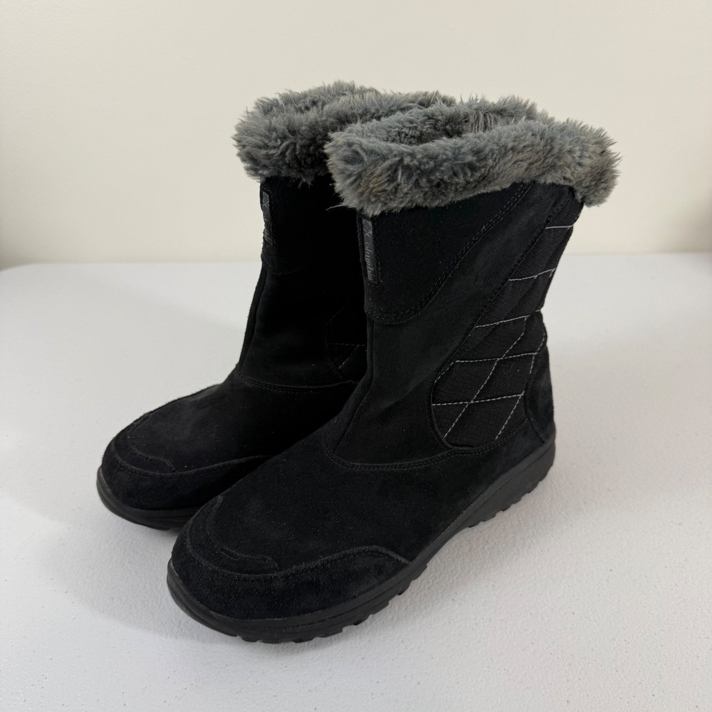 Columbia Minx Mid II Omni-Heat Black Suede Faux Fur Winter Boots Womens 8.5